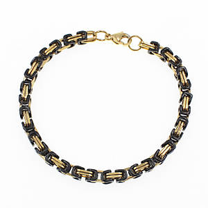 Браслет Steel Rage чорний із золотими вставками з неіржавкої сталі Stainless Steel довжина 22 см. ширина 5 мм.