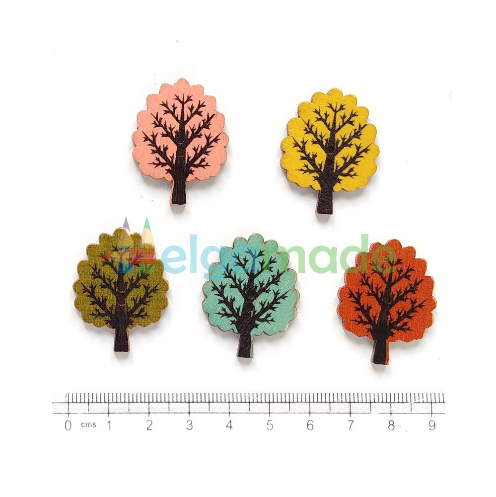 Гудзики дерев'яні ДЕРЕВА, 24х31 мм, 5 шт, мікс, фото 1