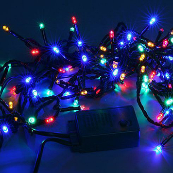 Гірлянда різнобарвна 100LED 10м RD-7070 вулична чорний дріт | Новорічна світлодіодна гірлянда