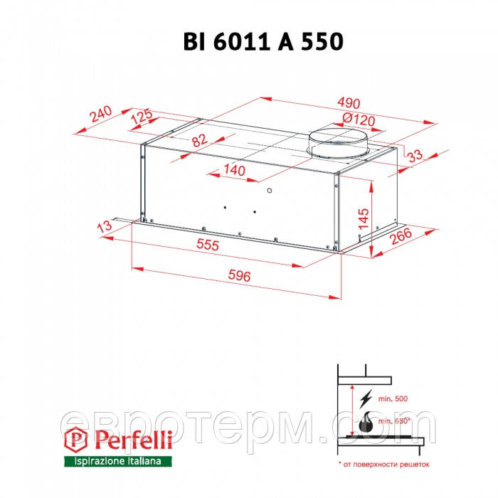 Вытяжка полновстраиваемая Perfelli BI 6011 A 550 IV - фото 7 - id-p672340797