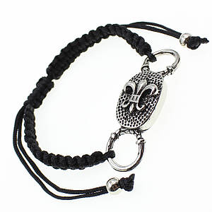 Чоловічий браслет чорний плетений сталева срібляста вставка Stainless Steel на затяжках довжина 22 см