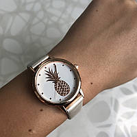 Женские наручные часы искусственная кожа с ананасами бежевые