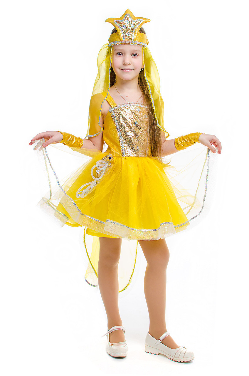 Дитячий карнавальний костюм для дівчинки «Рибка золота» 115-125 см, жовтий