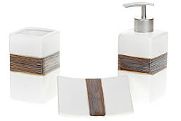 Набір для ванної: дозатор 370мл, стакан 330мл для зубних щіток, мильниця, колір - білий