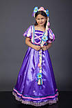 Дитячий карнавальний костюм для дівчинки Принцеса «Рапунцель» 130-140 см, фіолетовий, фото 4