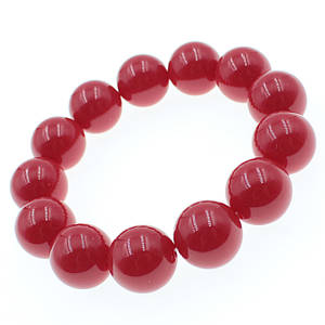 Браслет жіночий із круглих намистин червоного кольору корал на гумці діаметр намистин 16 мм