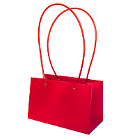 Паперова сумка прямокутна вологостійка для букетів червона