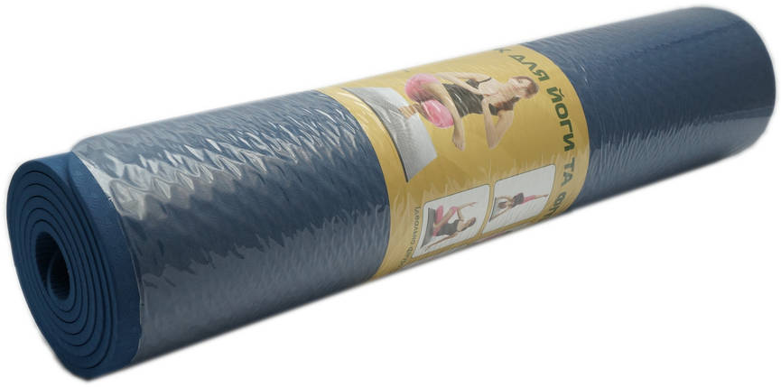 Килимок для фітнесу, йогамат (MS 2682) TPE 183-61 см. Бузковий 6 мм., фото 2