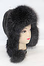 Женская шапка ушанка из меха чернобурки, фото 2