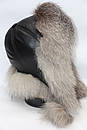 Шапка ушанка женская из меха лисицы чернобурки, фото 3