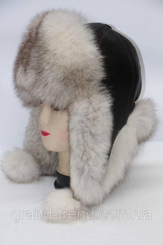 Теплая женская шапка ушанка из меха песца - фото 1 - id-p1084874147