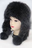 Зимова жіноча шапка вушанка з хутра песця