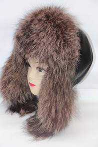Натуральна жіноча хутрова шапка вушанка з чорнобурки