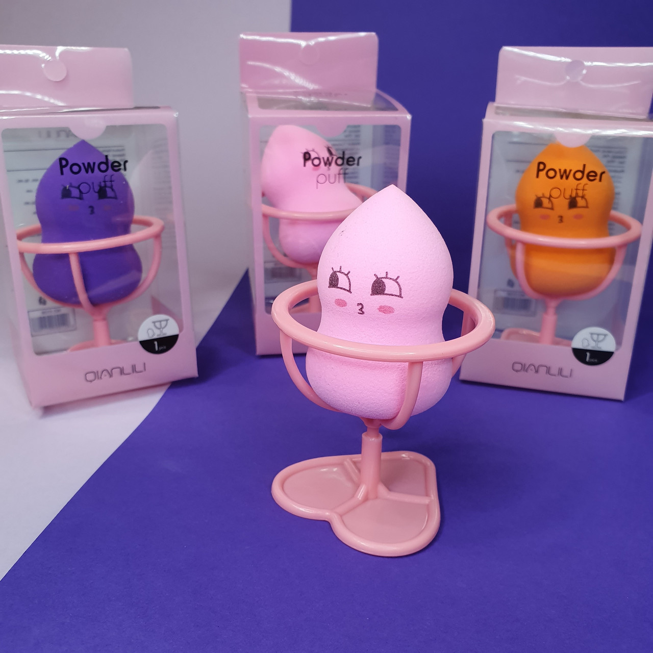 Спонж для макіяжу грушоподібної форми на підставці Powder Puff Qianlili, фото 1