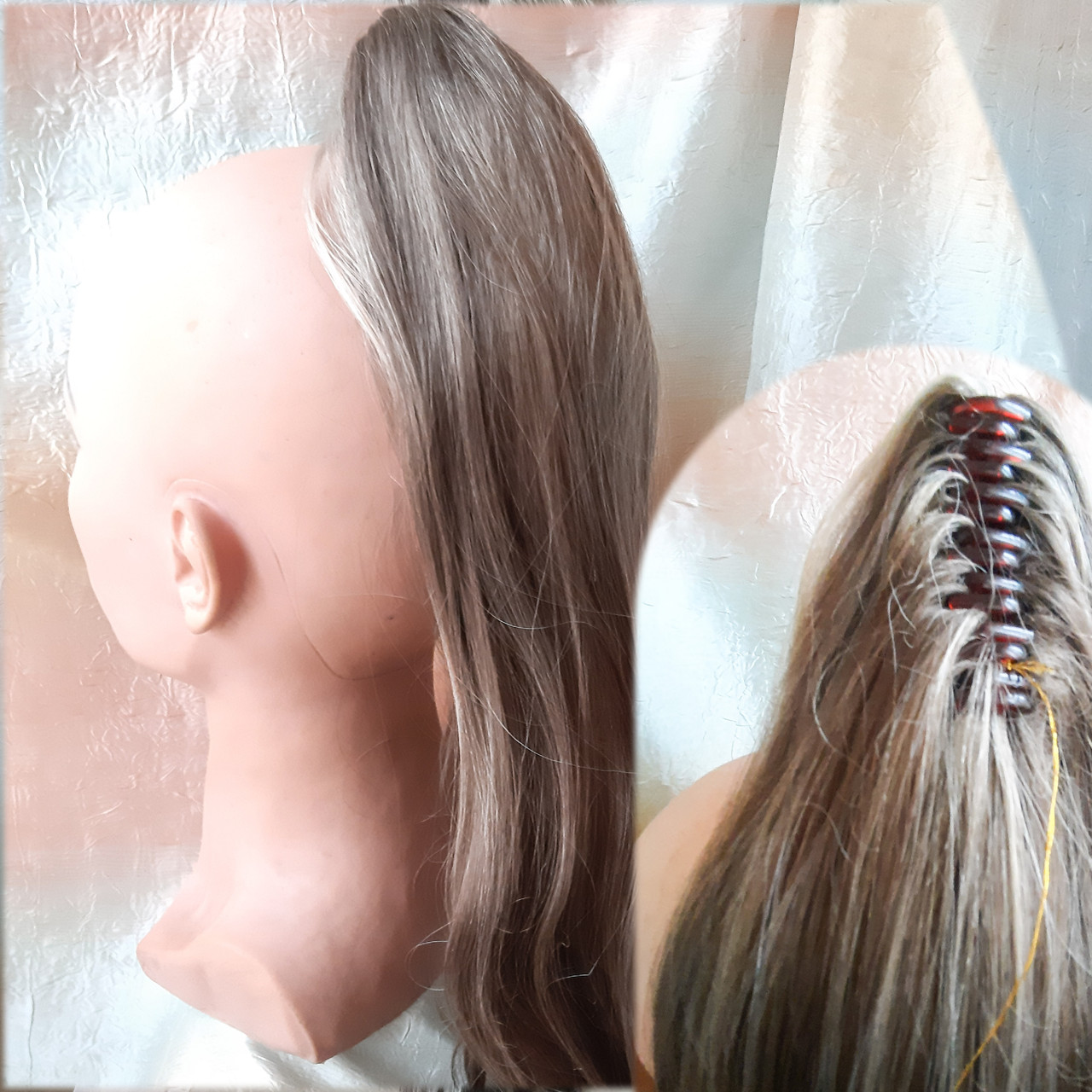 Хвіст шиньон прямий на крабі світло-русявий мікс 1897-12ТТ26, фото 1