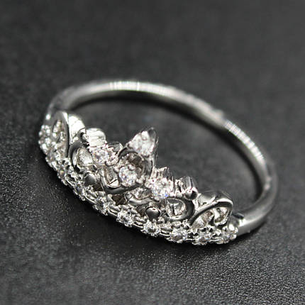 Кольцо серебристого цвета Xuping Jewelry в виде короны с завитушками в стразах медицинский сплав, фото 1