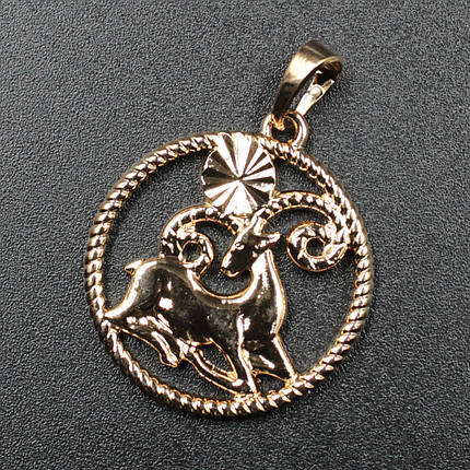Кулон жіночий знак зодіаку козирок золото фірми Xuping Jewelry медичне золото діаметр 20 мм., фото 1