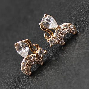 Серёжки золотистого цвета Xuping Jewelry медицинское золото бычок с хрустальными камнями 24K