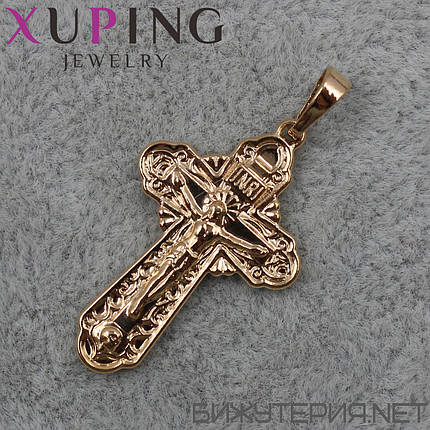 Хрестик фірми Xuping Jewelry з розп'яттям золотого медичного золото розмір 28 х 17 мм, фото 1