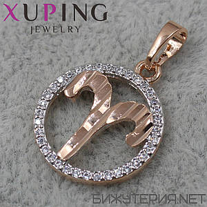 Кулон жіночий знак зодіаку Овен золото фірми Xuping Jewelry медичний золото діаметр 16 мм.
