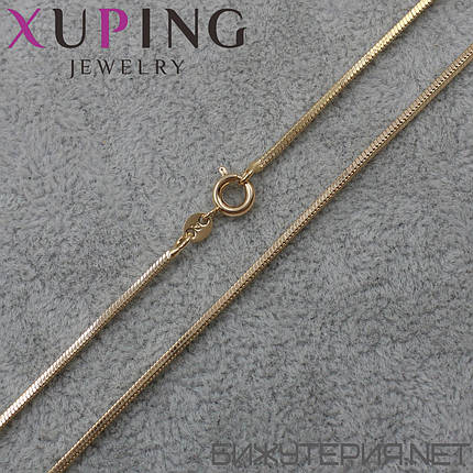 Цепочка Xuping Jewerly длина 60 см ширина 1 мм медицинское золото плетение снейк застёжка-шпрингель, фото 1