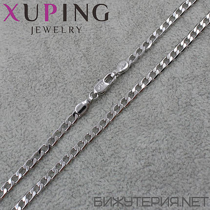 Цепочка Xuping Jewerly длина 60 см ширина 3 мм медицинское золото родий панцирное плетение застёжка карабин, фото 1