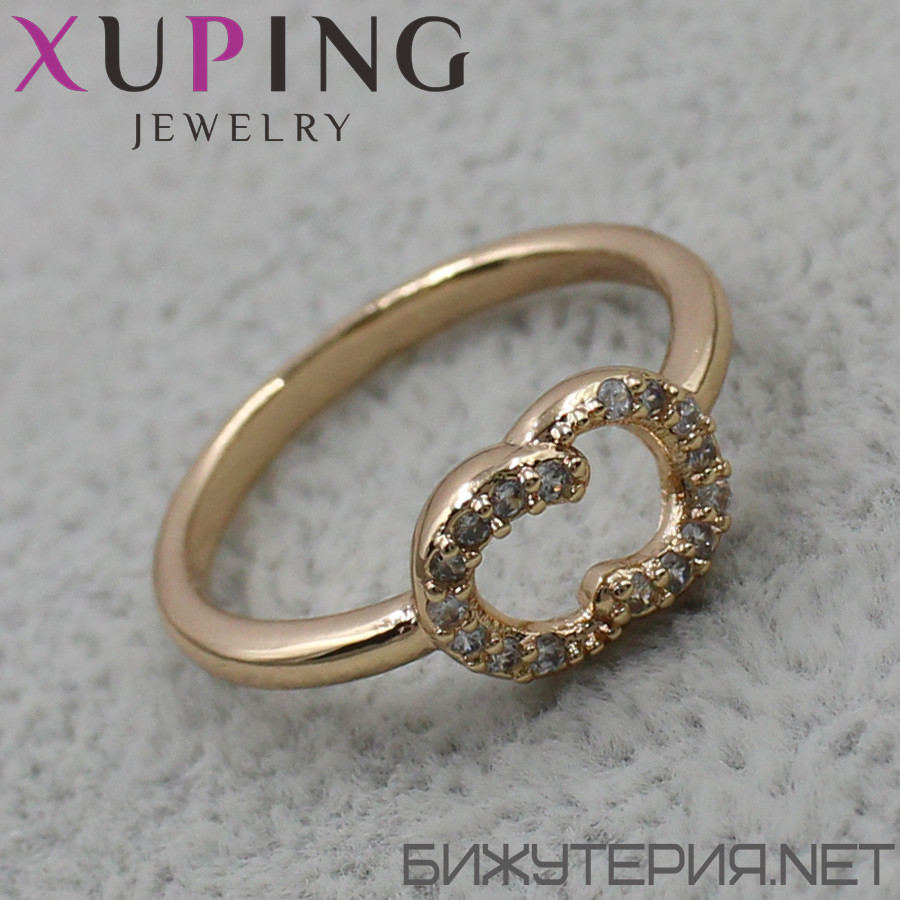 Кольцо тонкое золотистого цвета  Xuping с кристаллами медицинское золото 18K