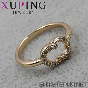 Кольцо тонкое золотистого цвета  Xuping с кристаллами медицинское золото 18K
