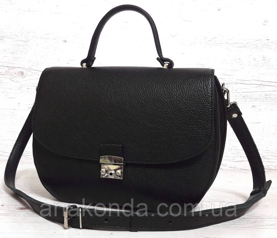 581 Натуральна шкіра Сумка жіноча чорна Шкіряна сумка чорна через плече жіноча сумка натуральна шкіра