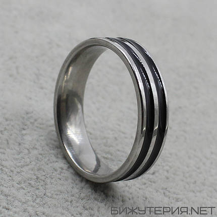 Кольцо черное из ювелирной медицинской стали от Stainless Steel марка 316 L ширина 6 мм сталь, фото 1