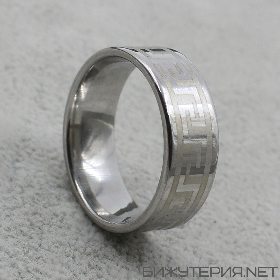 Чоловіче кільце сріблясте від Stainless SteeL неіржавка сталь візерунок меандр вічність 6 мм ширина
