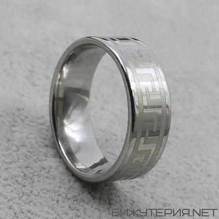 Чоловіче кільце сріблясте від Stainless SteeL неіржавка сталь візерунок меандр вічність 6 мм ширина, фото 1