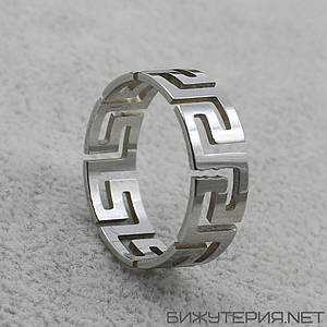 Кольцо серебристое из ювелирной медицинской стали от Stainless Steel марка 316 L ширина 5 мм версаче