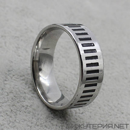 Кільце сріблясте з ювелірної медичної сталі від Stainless Steel марка 316 L абстракція ширина 8 мм, фото 1