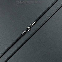 Шнурок на шию стильний каучуковий чорний довжина 60 см товщина 2 мм срібляста застібка виготовлена зі сталі 316L