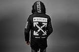 Парка чоловіча демісезонна з капюшоном Off White чорний, фото 3