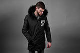 Парка чоловіча демісезонна з капюшоном Off White чорний, фото 5