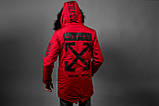 Парка чоловіча демісезонна з капюшоном Off White червона, фото 3