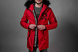 Парка чоловіча демісезонна з капюшоном Off White червона, фото 4