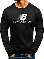 Мужской свитшот New Balance (Нью Беланс) черный (большая эмблема) толстовка лонгслив (чоловічий світшот)