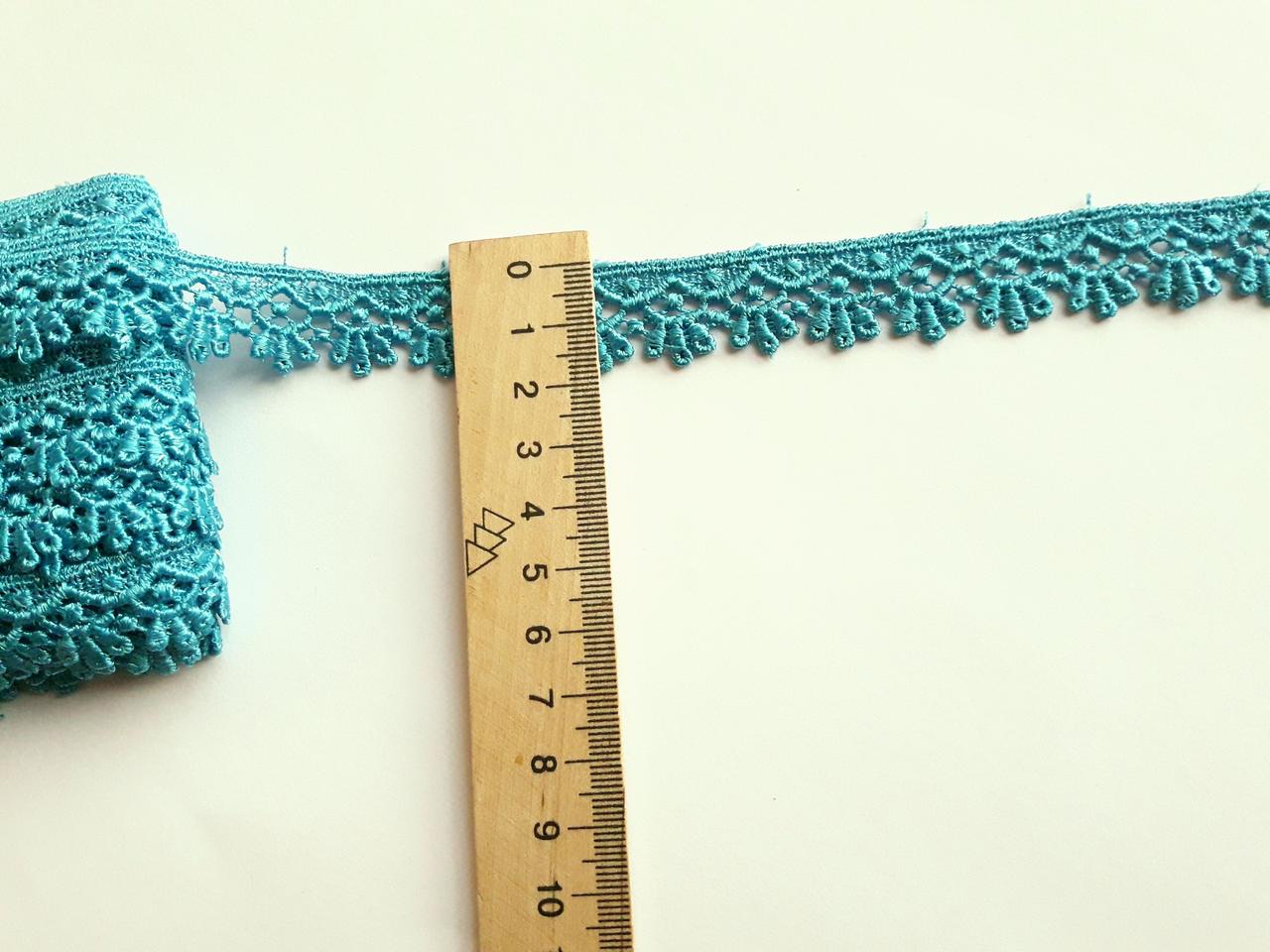 Мереживо кружево макраме на метраж вузьке 16 мм. Бірюзове. Ціна за 1 метр.