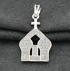 Кулон для ланцюжка до 3 мм 80127 розмір 30х16 мм фіаніт вага 2.2 г позолота Біле Золото