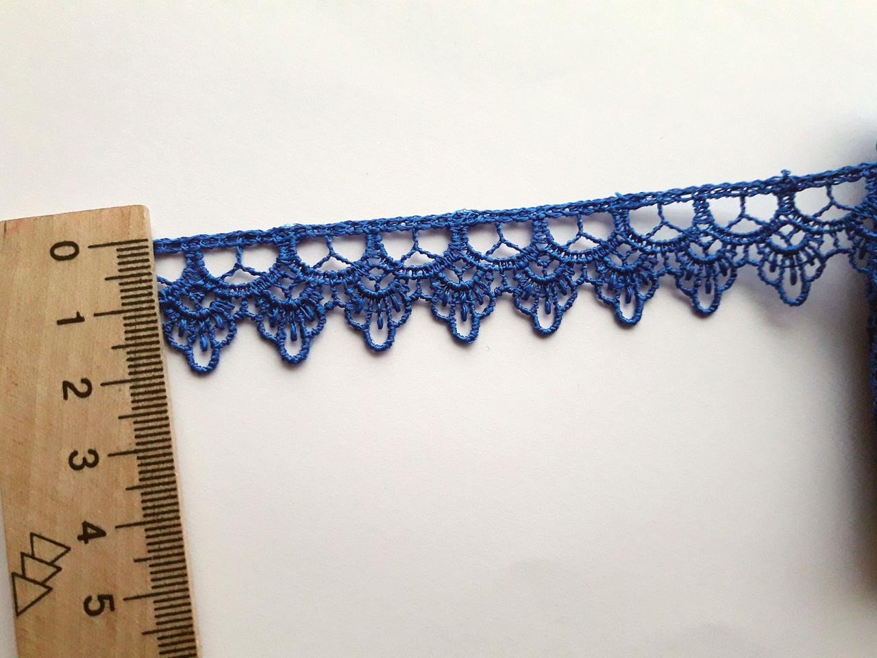 Мереживо кружево макраме на метраж вузьке 20 мм. Синє. Ціна за 1 метр.