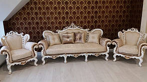 Комплект м'яких меблів у стилі бароко "Белла", диван та два крісла 3+1+1, фото 2