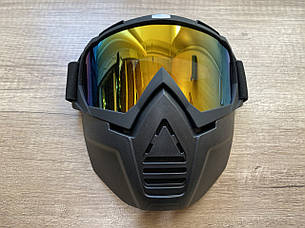 Окуляри для гірських лиж і сноуборду на все обличчя (МГ-1019-3) Помаранчева дзеркальна лінза