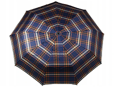 Парасолька складна, автомат, 9 спиць, синій в клітку, XI-029