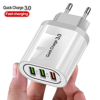 Мережевий зарядний пристрій 3 Port USB QC 3.0 для швидкого заряджання смартфонів JB70-W