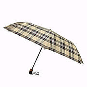 Парасолька складна, автомат, 9 спиць, бежевий в клітку, XI-030