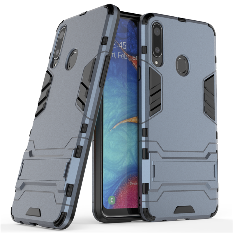 Чохол Hybrid case для Samsung Galaxy A20s (A207) бампер з підставкою темно-синій