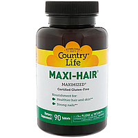 Витамины для волос ногтей Country Life, Maxi Hair, 90 Tablets